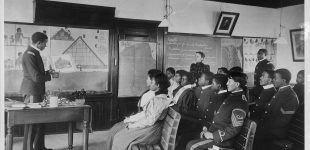 Hampton Institute, Hampton, Va., 1899 - male and female African American and Indian students in Ancient History class studying Egypt