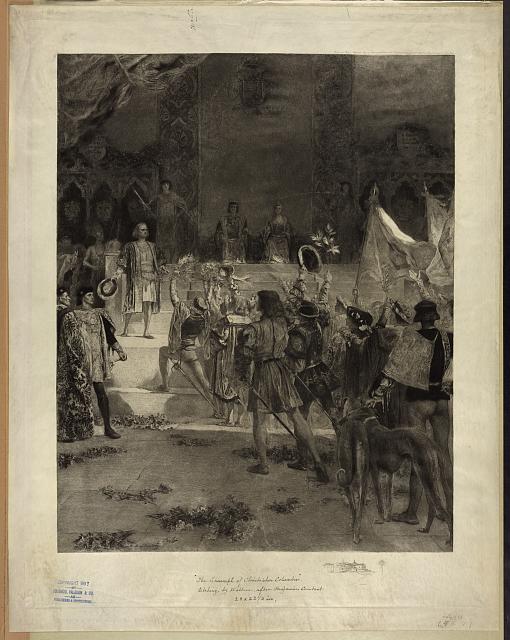 print of Columbus landing in america from library of congress