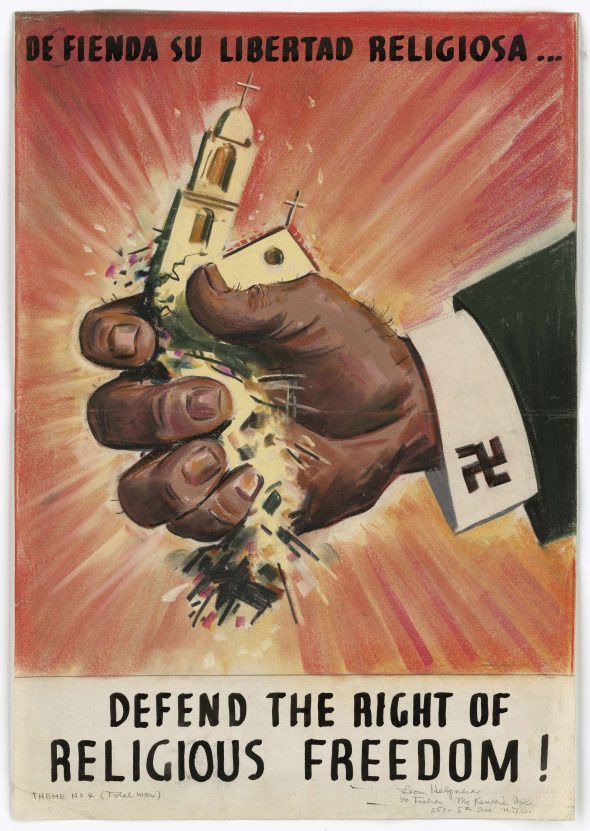 WWII propaganda poster on defending religious freedom. from national archives orig_835363516567_232156